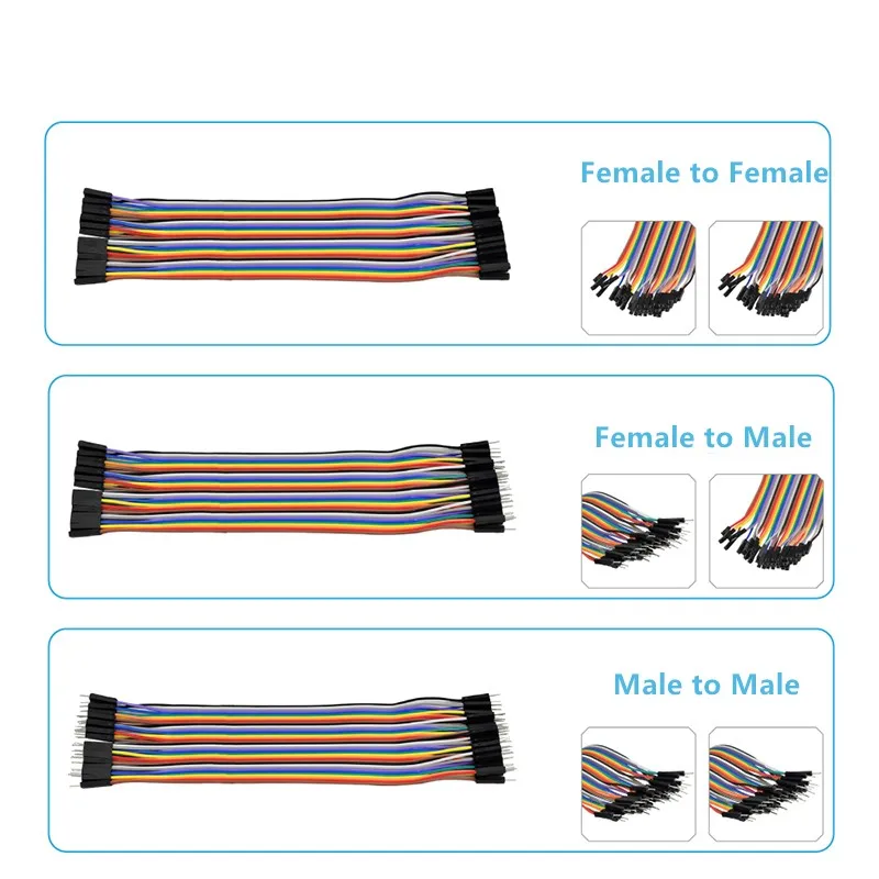 Cabo Dupont para Arduino, kit DIY, macho para macho + fêmea para fêmea para fêmea, Jumper Wire, 10cm, 20cm, 30cm