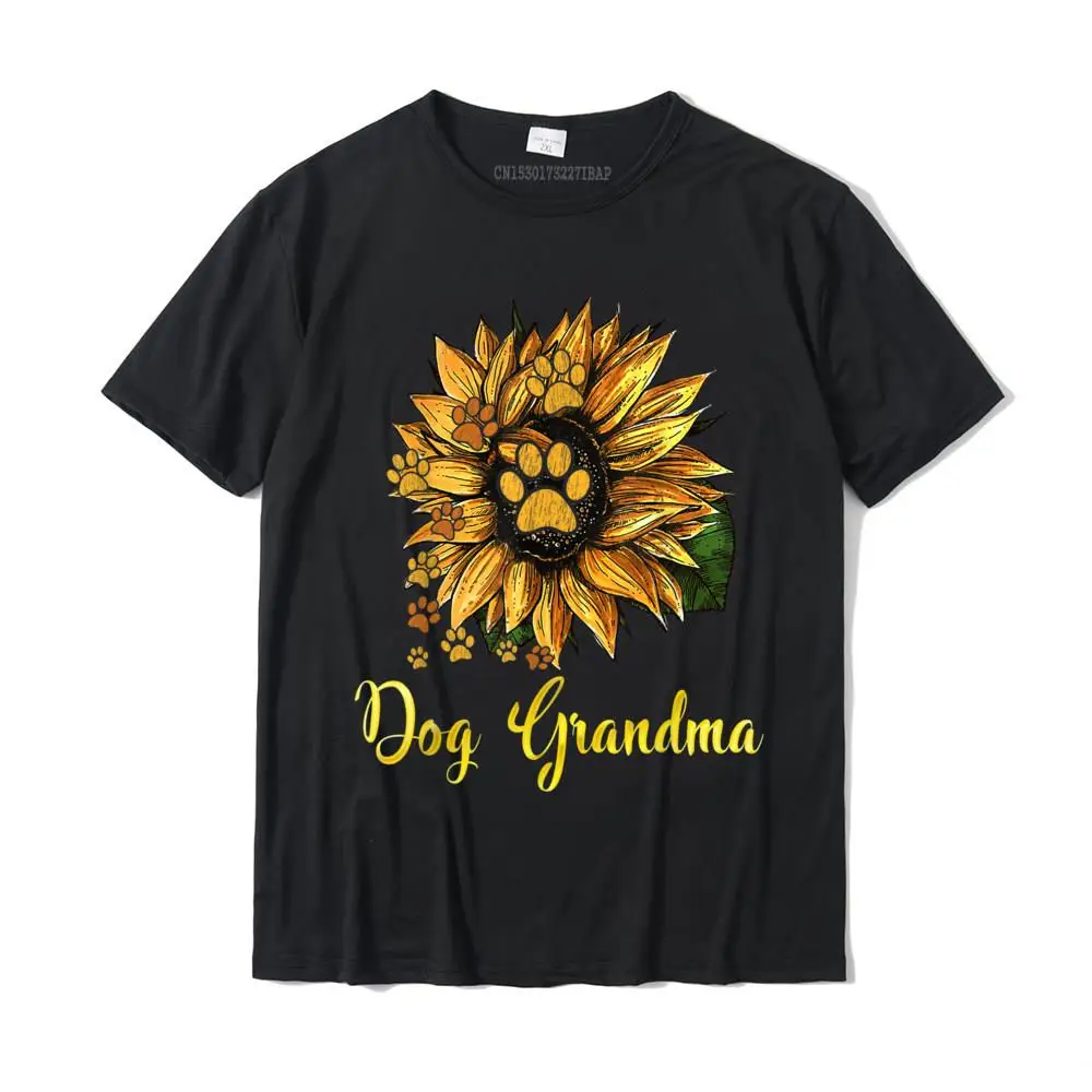 Dog Grandma Sunflower Shirt Funny Cute Family Gifts T-Shirt Men Oversized Cotton Customized Top T-Shirts