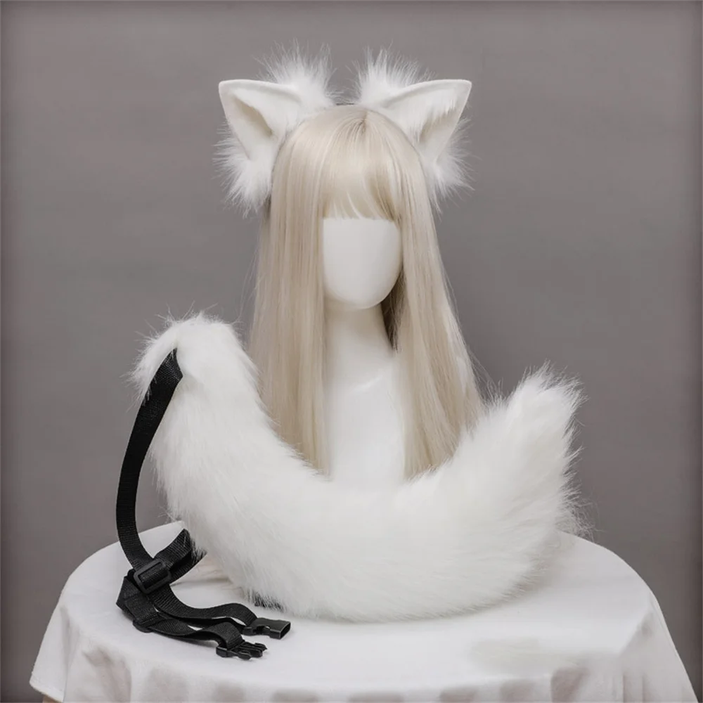 Orecchie di gatto di peluche Kawaii realistico Lolita fascia coda di gatto accessori Cosplay simulazione fatta a mano orecchie di animali copricapo