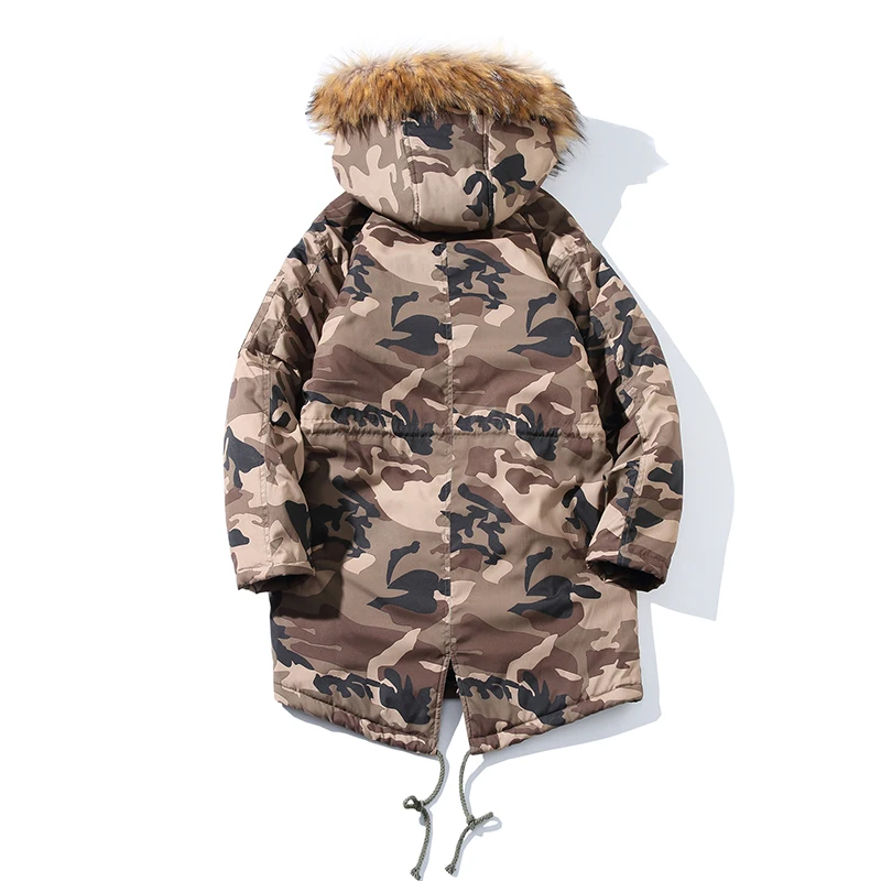 Fashion Fur Collar Winter Jacket Men Camouflage Military Velvet Thick Parka Men Long Trench Coat Outwear Windbreaker Warm Jacket