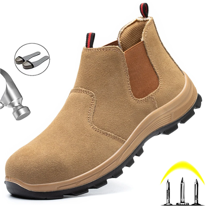 

Outdoor Work Boots Safety Steel Toe Shoes Men Chelsea Boots Indestructible Safety Shoes Men Winter Boots Puncture-Proof Boots