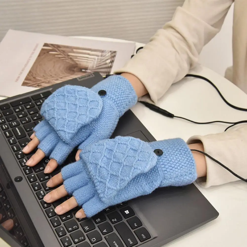 Electric Heated Gloves Elastic Hand Warmer Gloves USB 5V Winter Heated Warm Laptop Typing Mitten