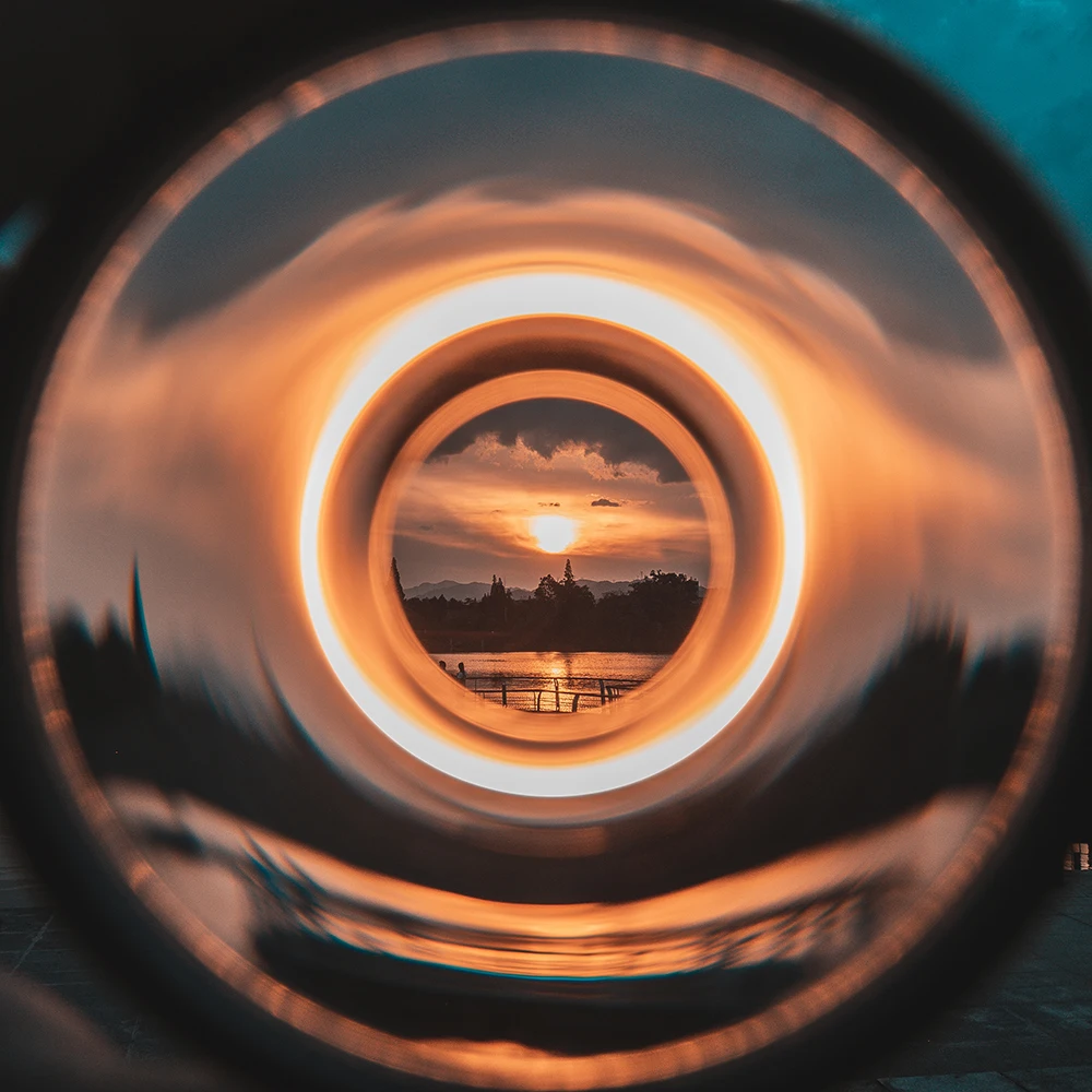 Prisma de vidro do caleidoscópio vortex, acessórios slr, filtro de efeitos especiais, espaço torcido, adereços de desfoque para fotografia