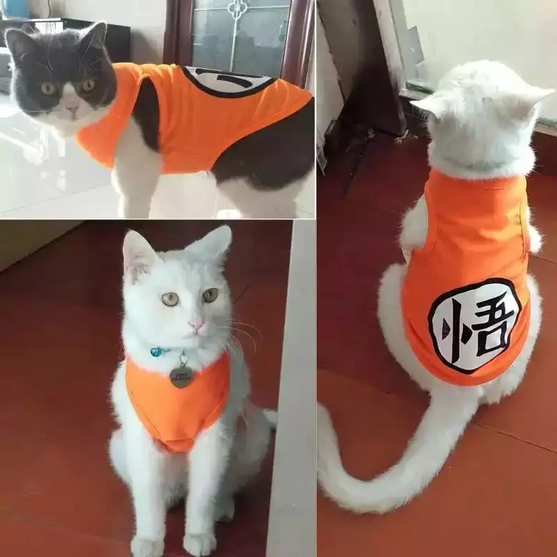 Cat Dog Clothes Vest Teddy Bomei Goku Small Medium-sized Dogs Spring Summer Cool Breathable Pet Clothes Anti-hair Loss E11391