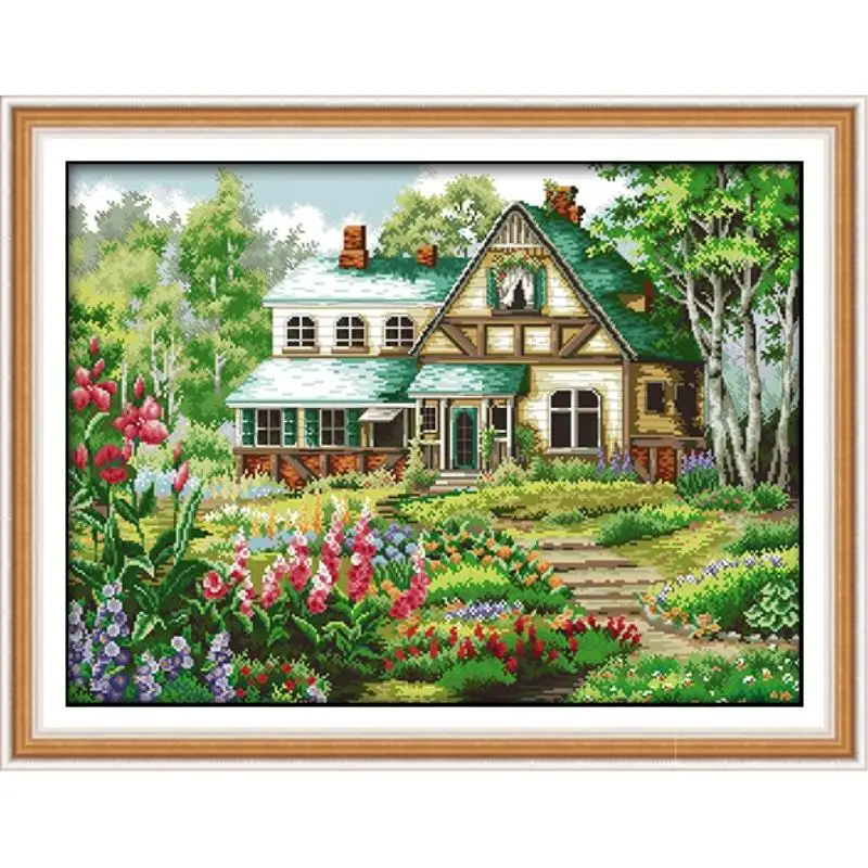 

The fairy tale hut counted cross stitch set DMC 11CT 14CT DIY villa scenery painting needlework embroidery kit home decoration