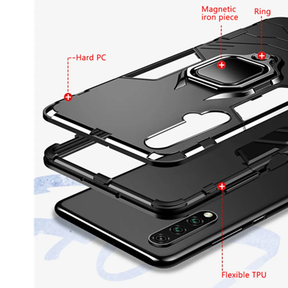 Shockproof Armor Case for Xiaomi Mi Note 10 Lite, Ring Holder, Stand Cover, Mi Note 10 Lite