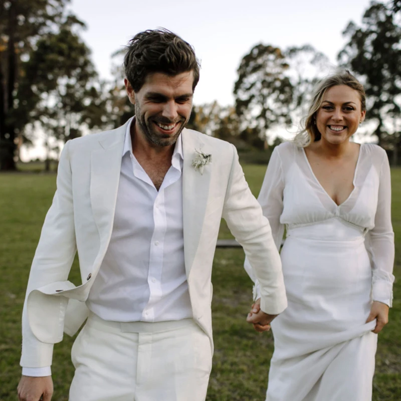 Vestido de novia de gasa de corte en A con cuello en V, mangas largas nupciales, de talla grande, hecho A medida, Simple, playa, elegante, ilusión de espalda dividida, 2021