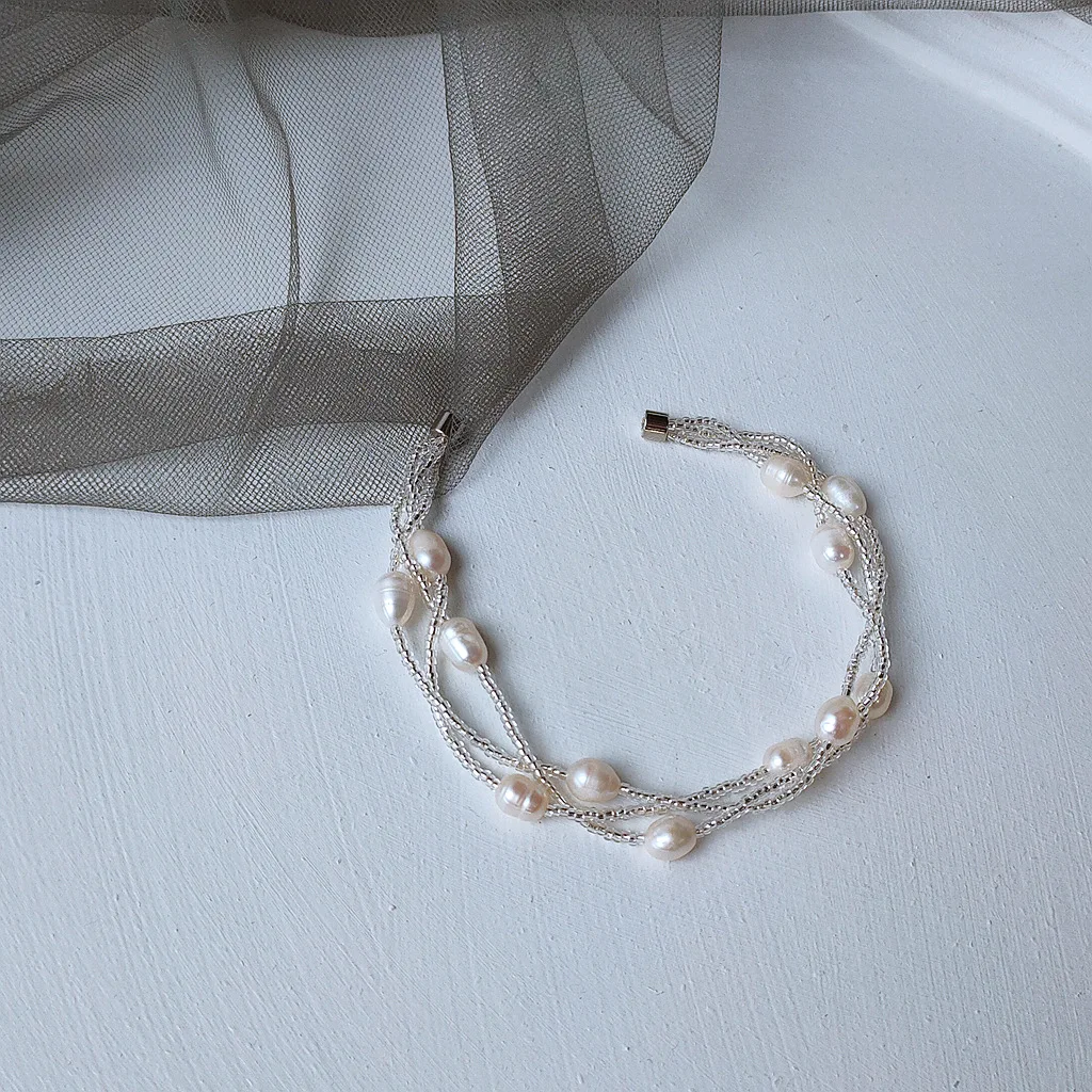 Handgewebtes natürliches Süßwasserperlen-Damenarmband, origineller Schmuck für Frauen, Promotion, Geburtstagsgeschenk, Freundin – Detail 6