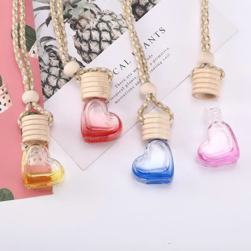 

5ml Heart Shaped Glass Bottle Car Vehicle Aroma Essential Oil Air Freshener Diffuser Fragrance Container LX4399