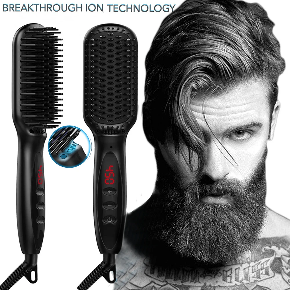 Heating Straightening Comb Hair Straightener Brush Men Quick Beard Straightener Brush Beard Comb Styling Iron Smoothing Comb