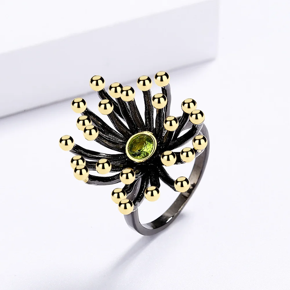 Women's Creative Retro Geometric Flower Heart Ring, Unique