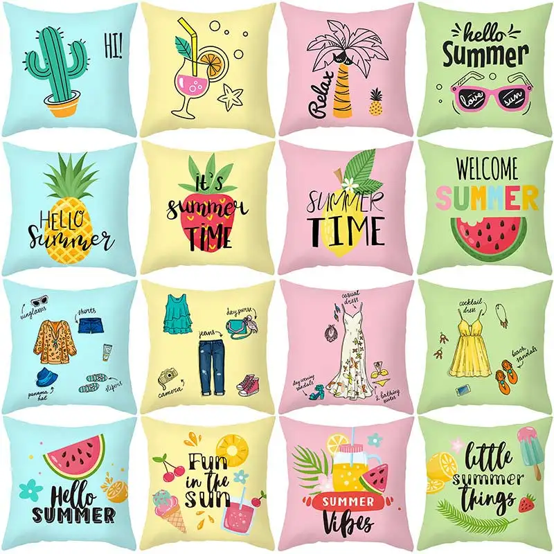 

Summer Fruit Cushion Cover Creative Macaron Polyester Pillow Case Decorative Pillowcase For Sofa Party Home Decor Cushion Cover