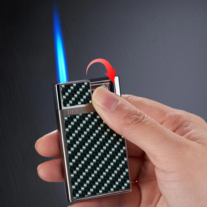 Fashion Machinery Lever Design Metal Torch Gas Lighters Straight Windproof Cigarette Lighter Inflatable Gas Butane Fire Gift