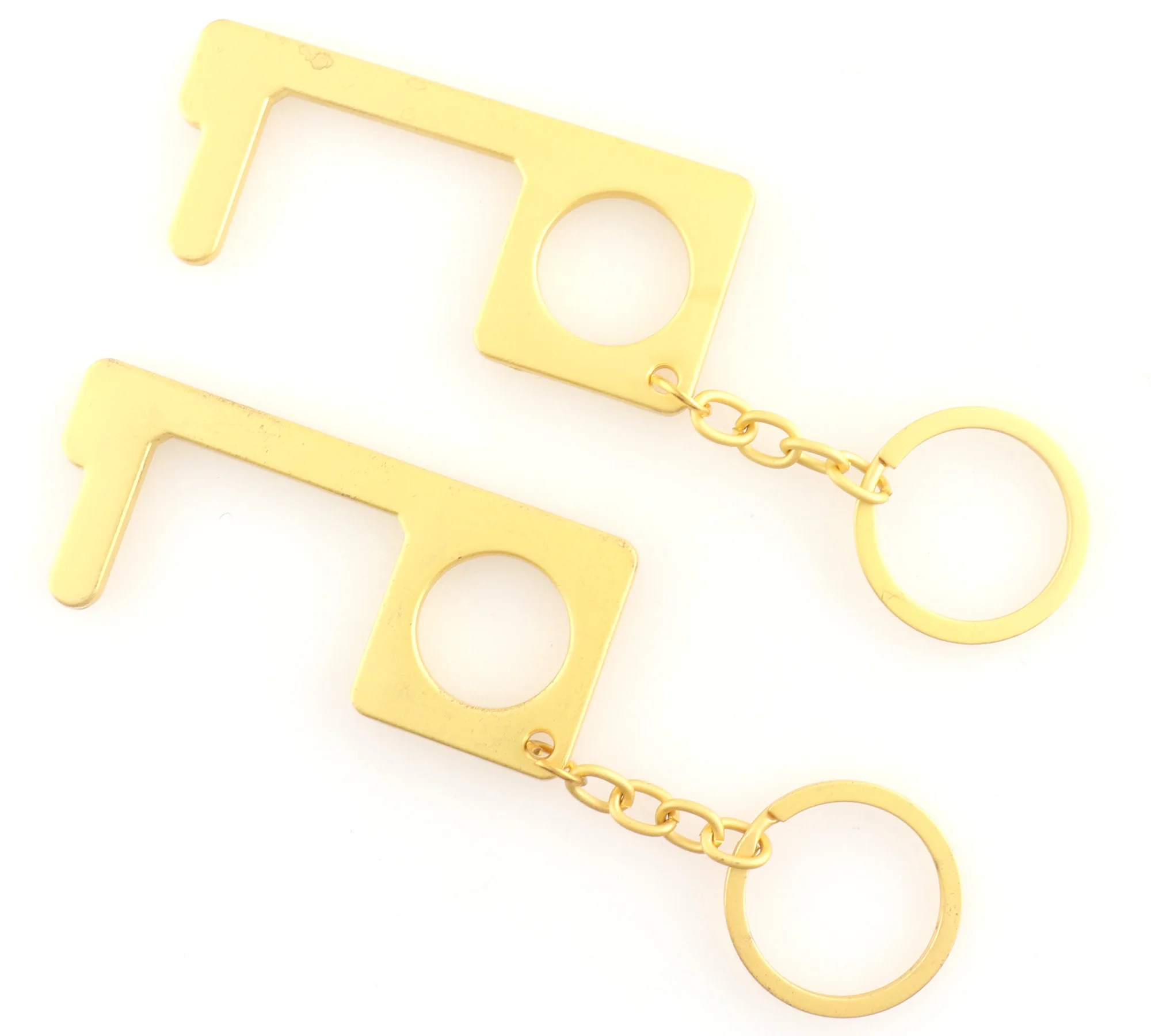 Gold Door Opener with Keychains Opener Button Pusher Hook Hand Free Key Door Handle Antimicrobial Contactless Touchless