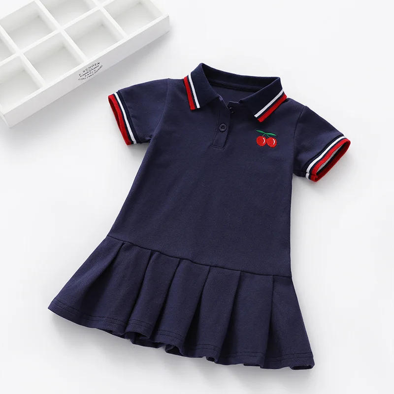 Girls summer dress new children\'s polo pleated dress short sleeve college style dresses WT26