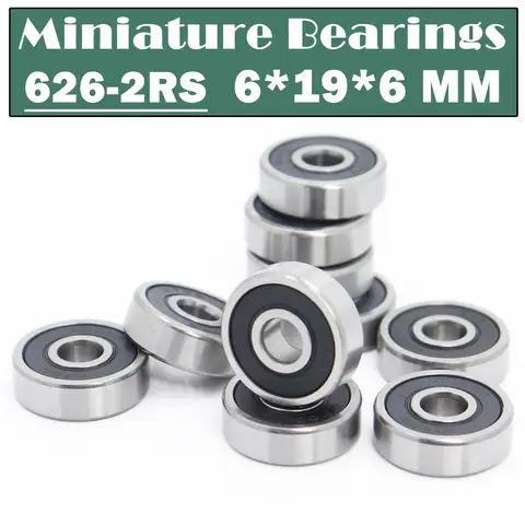 고무 밀봉 볼 베어링, 626RS 베어링, 10 개, 6*19*6mm, 626-2RS, 626 RS / 2RS