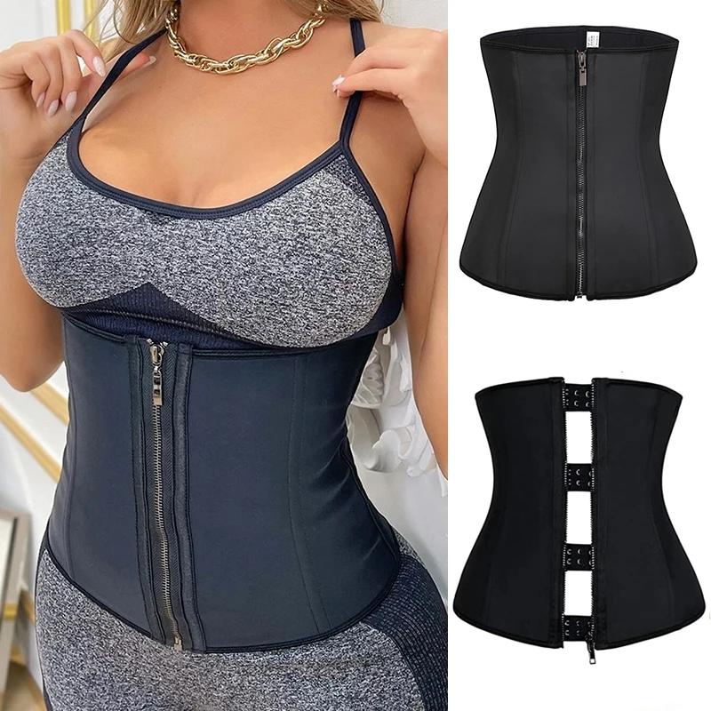 Latex Waist Trainer 7 Steel Bones Frim Tummy Control Cincher Waist Trimmer Sheath Women's Binders and Corset Girdle Zipper Hook