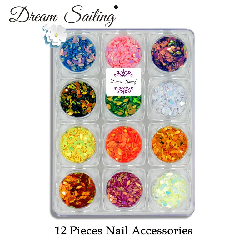 

12 Color DIY Olivary Oval Horse Eye Ultrathin Dazzling Sparkling Holo Nail Paillette Sequins Decoration Nail Glitter Diamond 3D