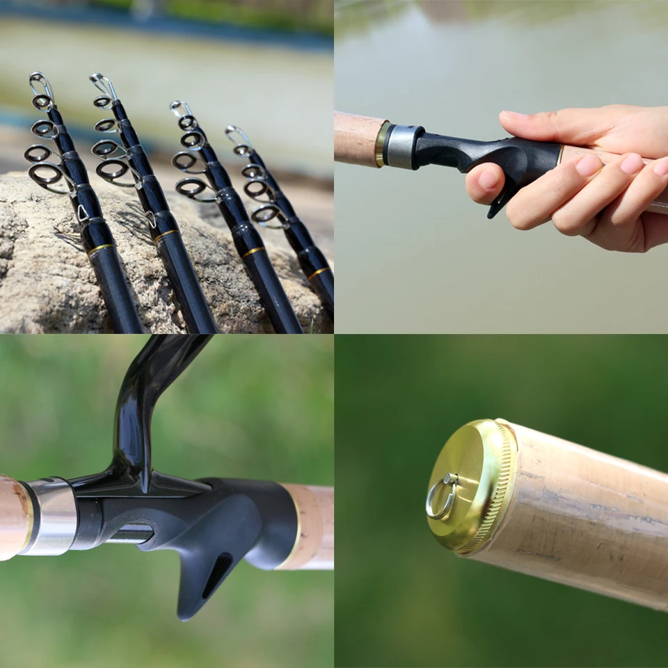 1.8m 2.1m 2.4m 2.7m Telescopic Fishing Rod Spinning Casting lure rod Carbon Fiber wooden handle  Lure Weight 7-28g fishing fish