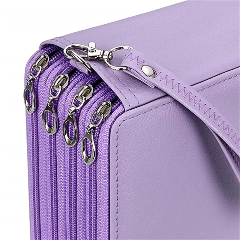 200 Slot Portable Colored Pencil Case Holder Waterproof Large Capacity PU Leather Pencil Bag Box For Student Gifts Art Supplies