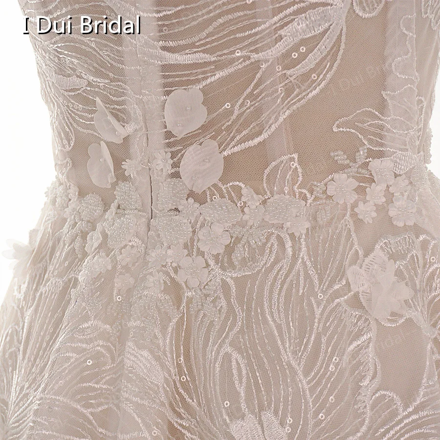 3D Blume Spitze Romantische Hochzeit Kleid EINE Linie Brautkleid Fabrik Nach Machen Neue Stil