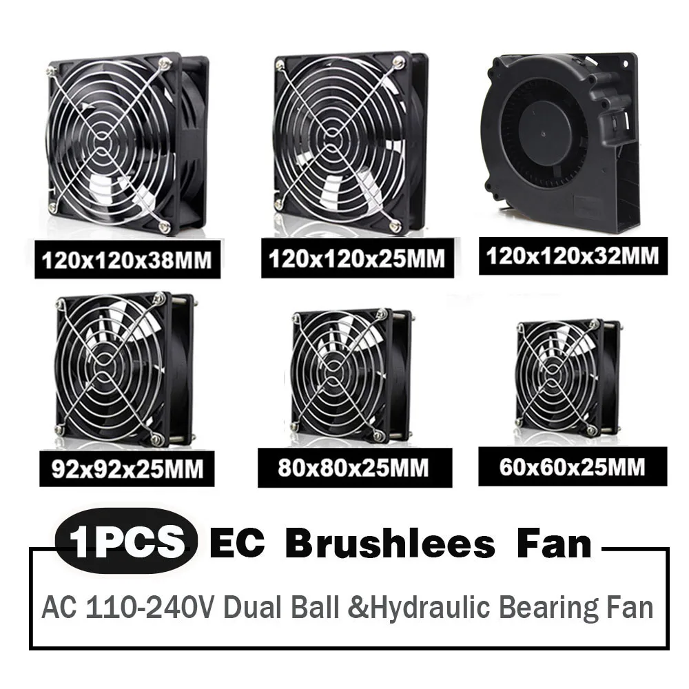 Ec Axial ventilator 60mm 80mm 90mm 120mm Kugel bürstenloser Lüfter Kühler AC 110V 120V 220V 230V 240V Computer gehäuse Lüfter