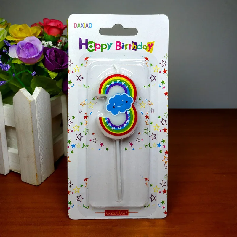 New hot 1pc birthday number candles colorful rainbow number happy birthday cake candles baking decoration scene candles