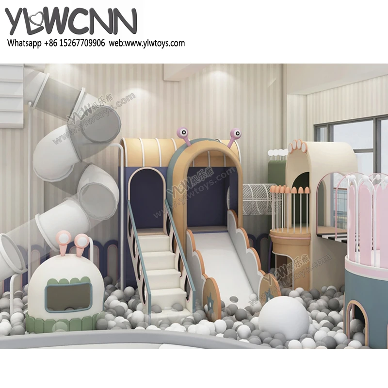 YLWCNN Customized Small Kids Indoor Soft Playground Kids Tube Slide Park Ball Pool Game Toys Children Paradise Game Y202112A3