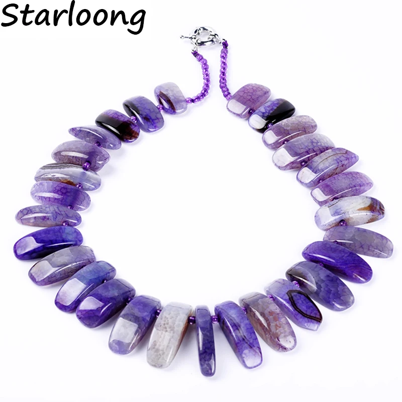 

New Fashion Top Quality Half-moon Shape Multicolor Natural Agata Stone Beads Semi-precious Stone Tower Chain Women Necklace