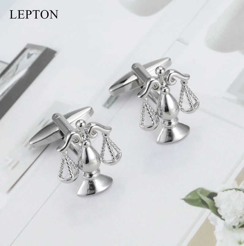 Libra Scales Cufflinks Classic Silver Color Metal Balance Cuff links for Lepton Mens Shirt Studs Gift Lawyer Relojes Gemelos