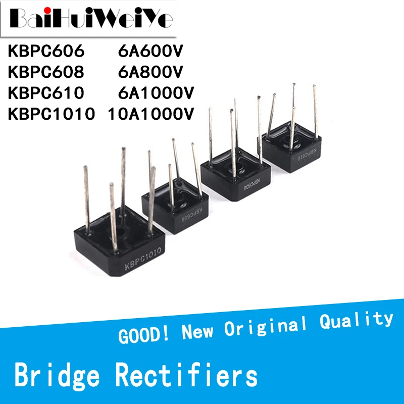 

5PCS/LOT KBPC1010 KBPC610 KBPC608 KBPC606 6A 8A 10A 600V 1000V Diode Bridge Rectifier New Original Good Quality Chipset