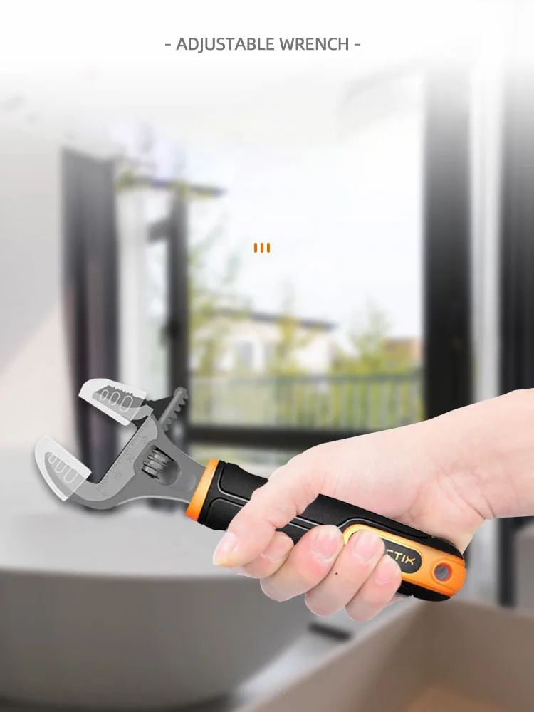 Multi-function Adjustable Wrench  Large Open Universal Spanner Repair Tools for Water Pipe Screw Bathroom