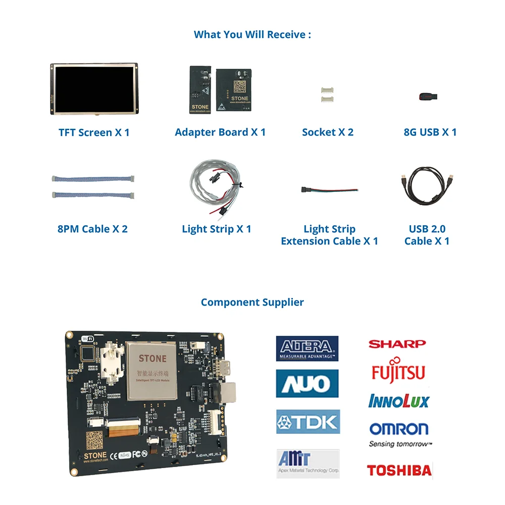 3.5 Inch HMI TFT LCD Display Module Touch Screen Sunlight Readable with Controller Board For Industrial Control Panel