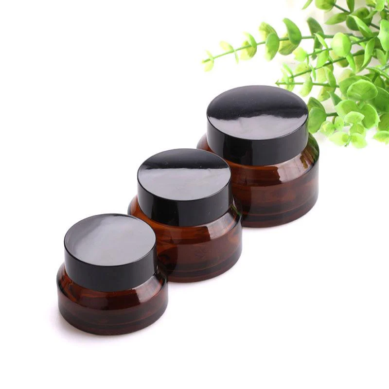 Fast Shipping 15g 30g 50g Cosmetic Cream Containers Brown Cream Eye Shadow Nails Powder Empty Glass Container Wholesale