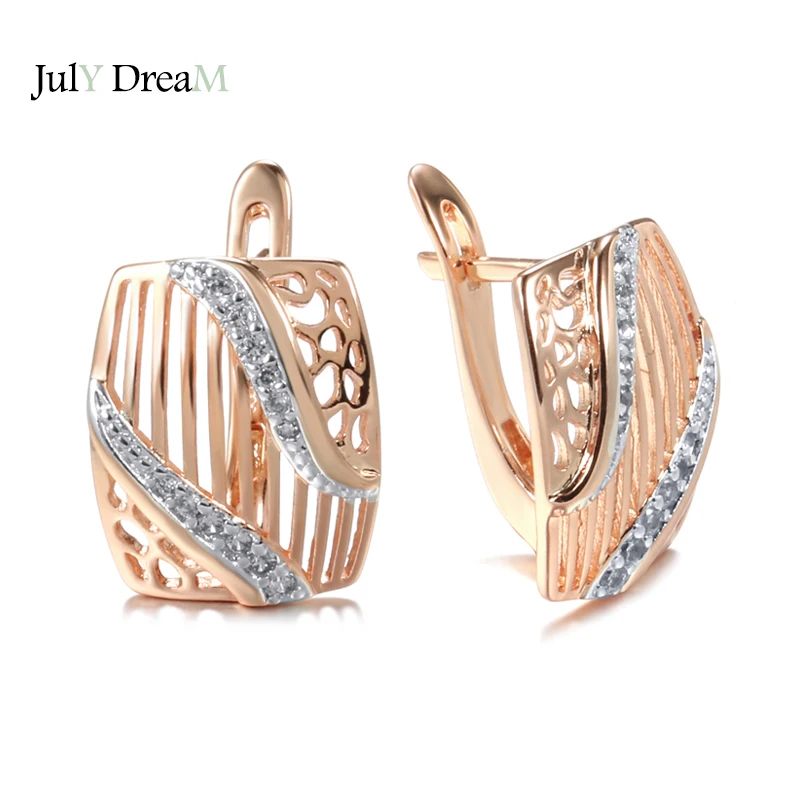 Nowe warstwy 585 białe złoto Hollow rzeźbione kwadratowe kolczyki Vintage Cilp kolczyki Piercing Hoops ślub elegancka biżuteria zaręczynowa