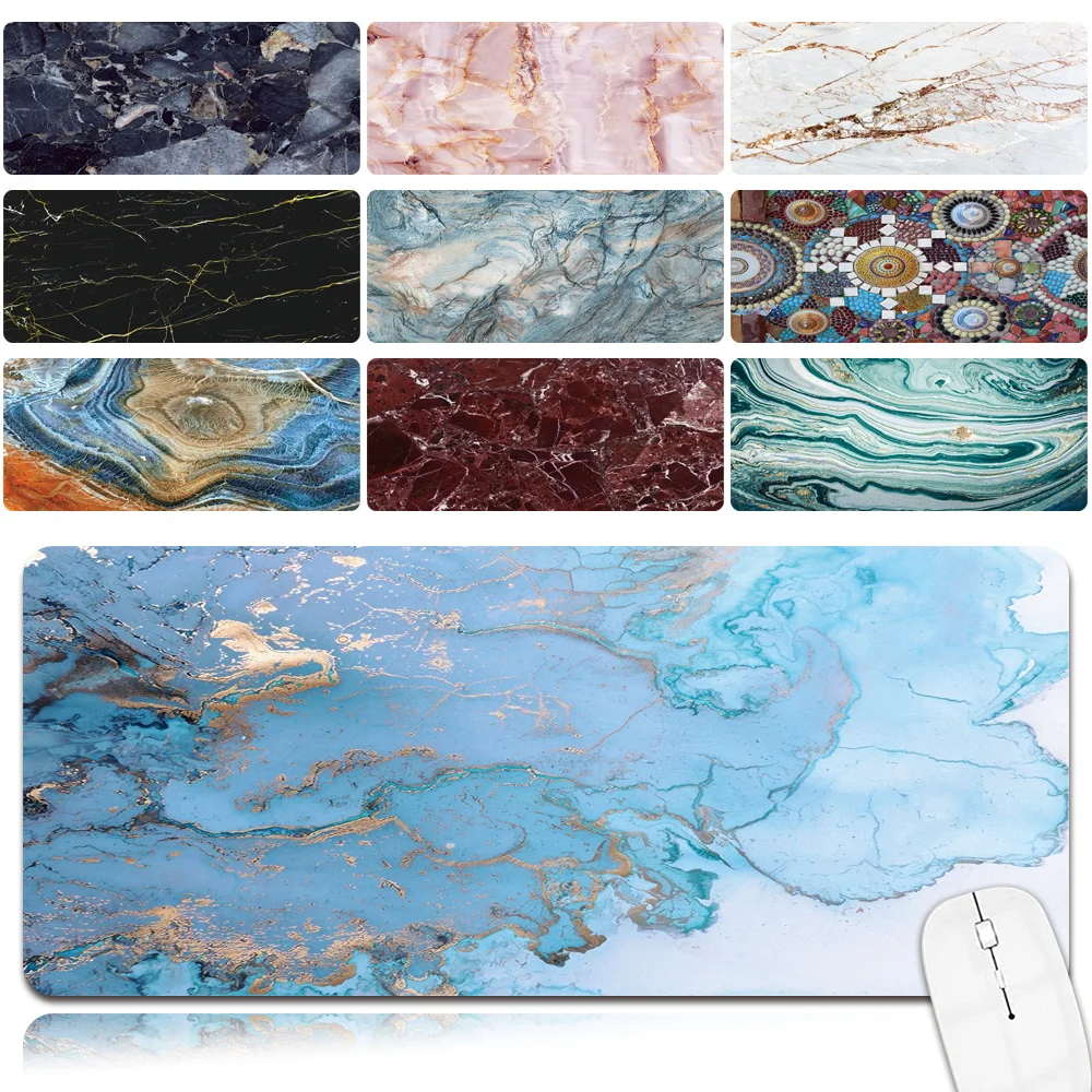 

Portable Large Laptop Mouse Mat Anti-slip Waterproof PU Leather Computer Mousepad Marble Pattern Durable Game Mouse-pad