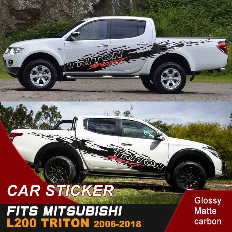 Car accessories 2 Pcs mudslinger side door stripe sport graphic Vinyl 4x4 car sticker fit  for mitsubishi l200 triton 2006-2018