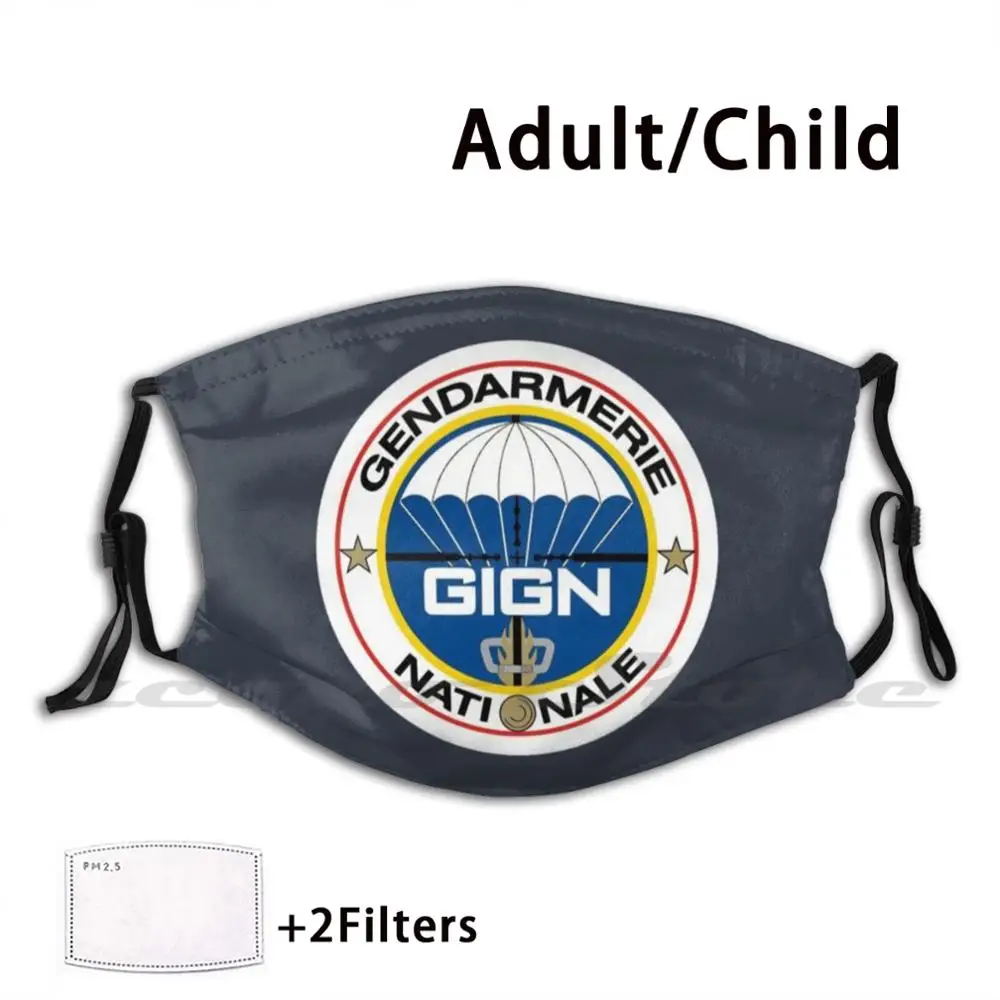 

National Gendarmerie Intervention Group-Gign ( France ) Mask Adult Child Washable Pm2.5 Filter Logo Creativity National