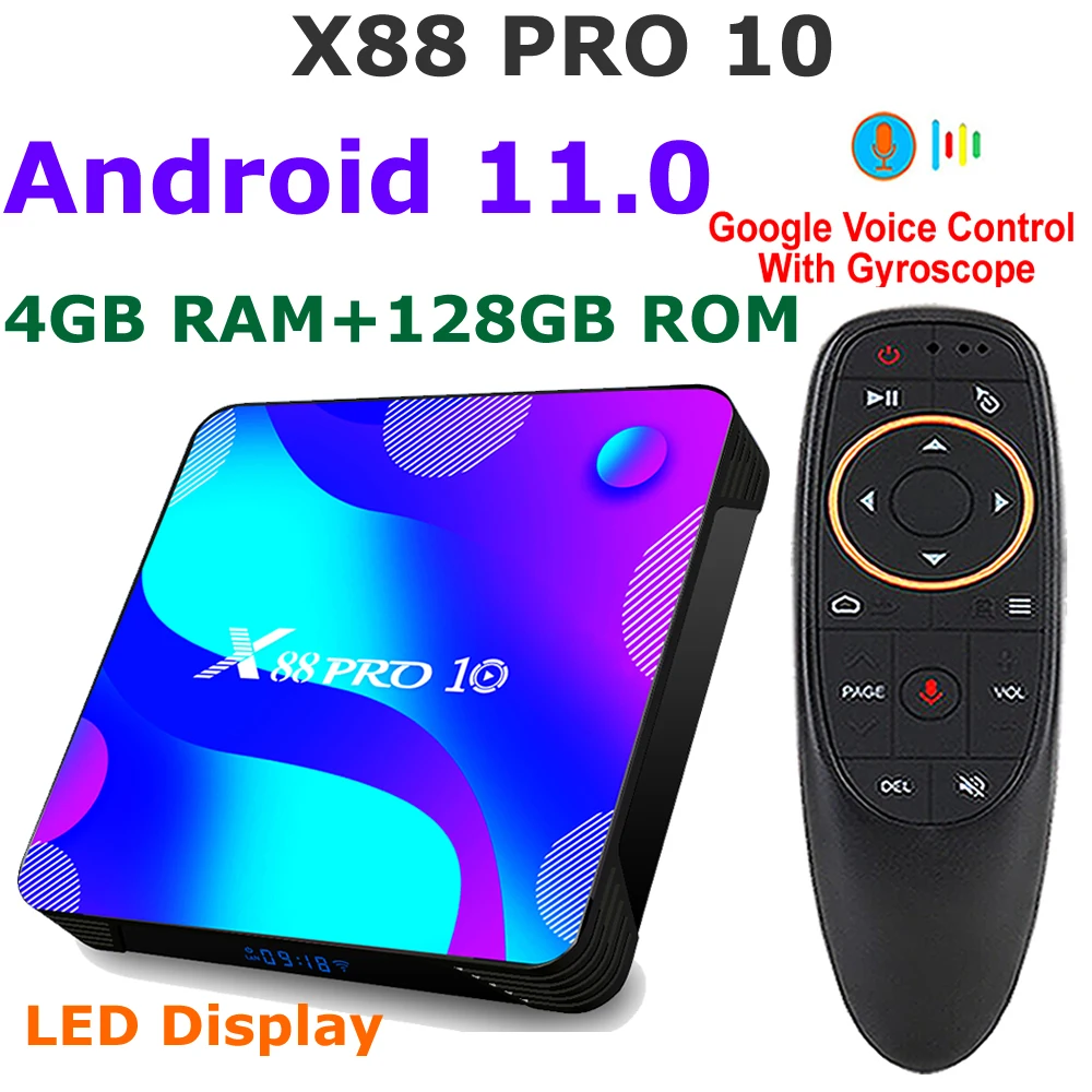 

Android 11 Smart TV BOX X88 PRO 10 4GB RAM 128GB ROM Set Top Box RK3318 Quad core BT4.0 5G Dual WIFI 4K HDR Youtube Media Player