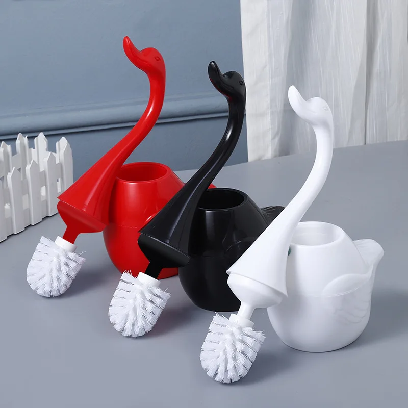 Long-Handled Swan Shape Toilet Brush with Holder Bathroom Drainable Cleaning Brush Cleaning Tools Home Bathroom Accessories Sets