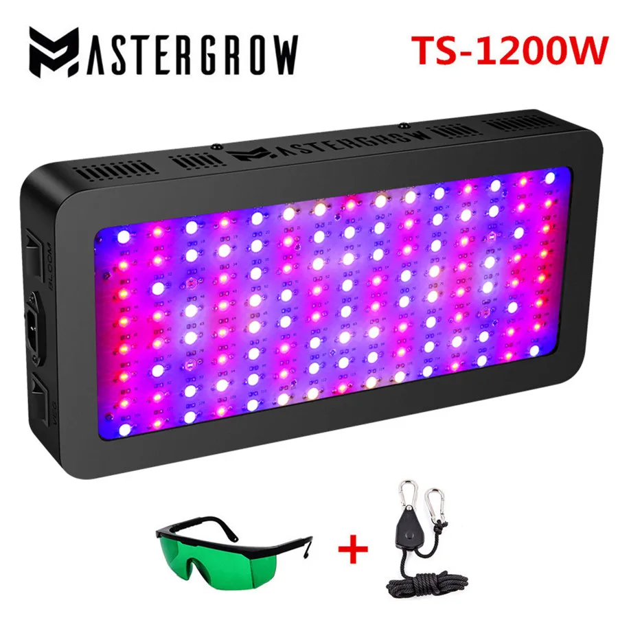 풀 스펙트럼 1200W 900W 600W 더블 스위치 LED 성장 조명, 실내 온실 성장 텐트 식물 성장, 채소 및 꽃 모드 LED