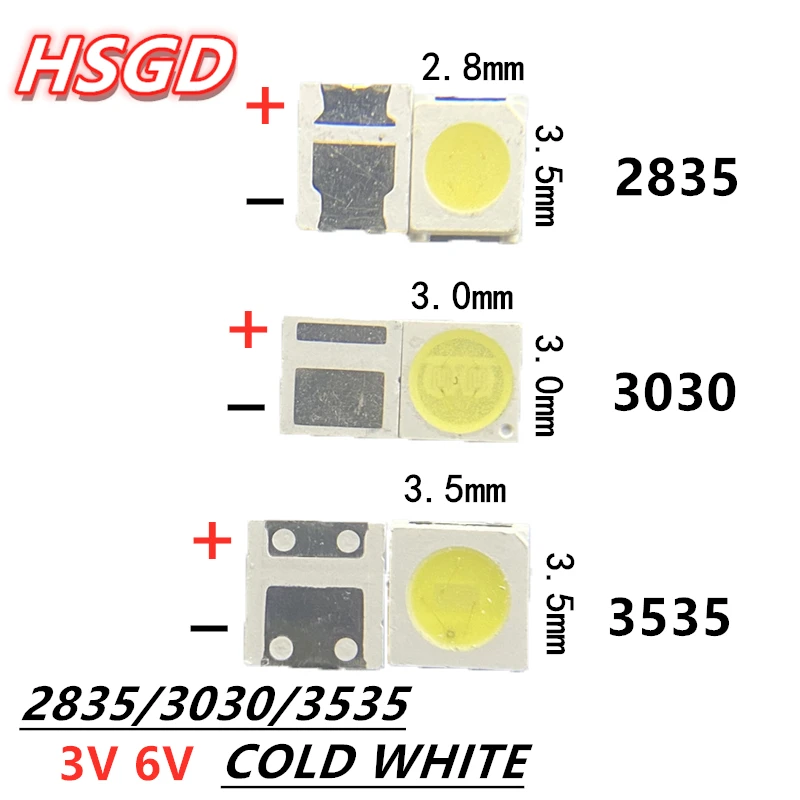 50-100Pcs For LG led tv backlight 3528 3030 3535 3V 6V 1W 3W kit electronique led for lcd tv repair Cool cold white