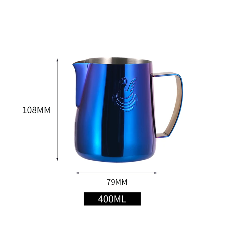 JIBBI Milk Cappuccino Steaming Frothing Pitcher Stainless Steel Non-Stick Milk frother Jug Pull Flower Cup Perfect for Coffee