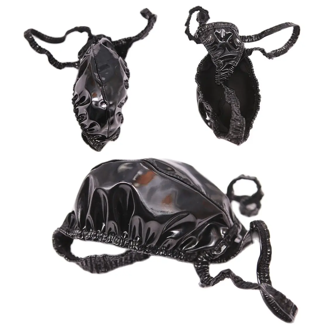 Sexy Men Latex PVC Shiny U Convex Pouch Briefs Low-Rise G-string Wet Look Sexy Thong Beetle Crease U Bulge Carapace Underwear F