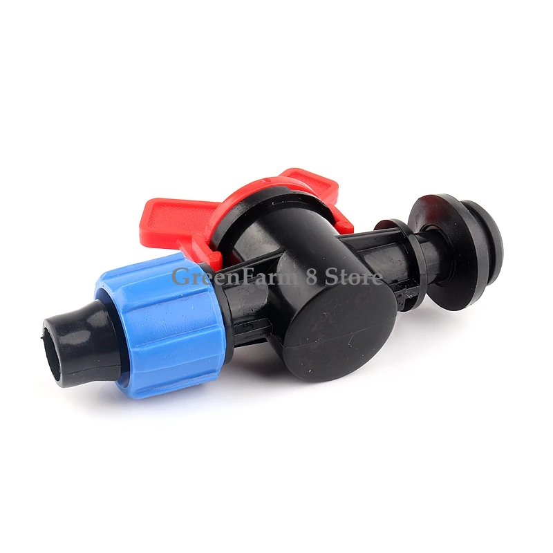 2~50pcs 16mm To 10mm Micro Irrigation Drip Tape Bypass Valve Greenhouse Watering Labyrinth Type Hose Valve with Rubber Nuts