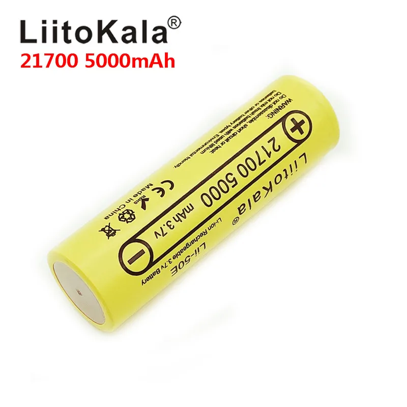 LiitoKala-batería recargable para electrodomésticos de alta potencia, pila de descarga de alta potencia, 21700, 5000mah, 3,7 V, 5C, lii-50E