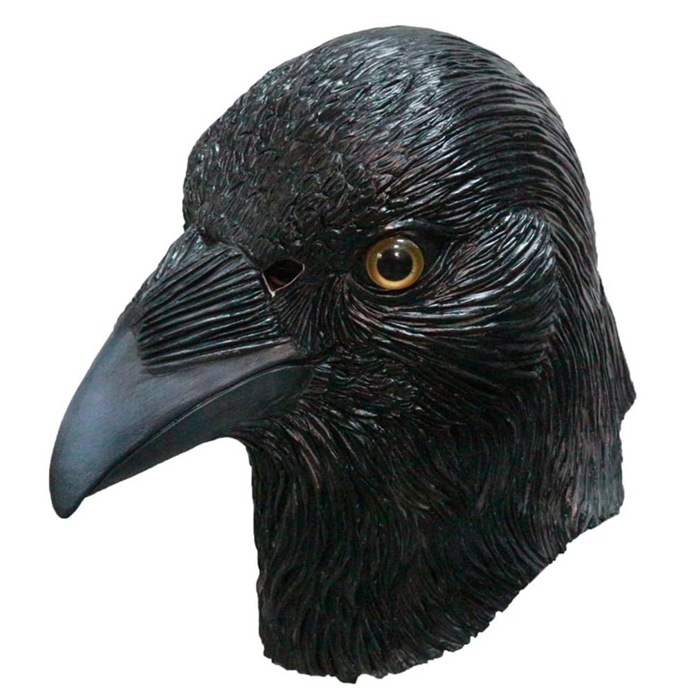 Crow Mask Bird Head Latex Mask Animal Halloween Costume Cosplay Mask Face Disguise for Adult Black