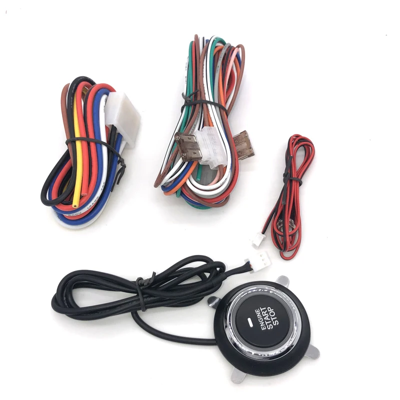 Spanish installation instructions 12V Auto car keyless entry start system one start stop engine push button vehicle alarm PKE