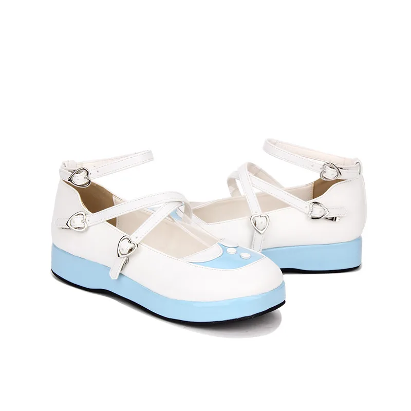 

Lolita Shoes College Wind Student Round Head Wedge Navy Shoes Vintage Sweet Lolita Shoes High help Round Head Princess cos loli