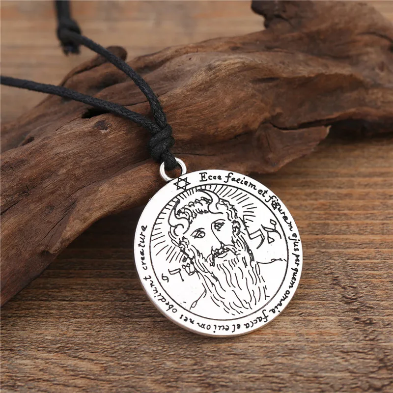 Skyrim Adjustable Rope Chain Golden Slivery Solomon Necklace Pentacle of The Sun Key Jupiter Seal Pendant Talisman Jewelry Gift